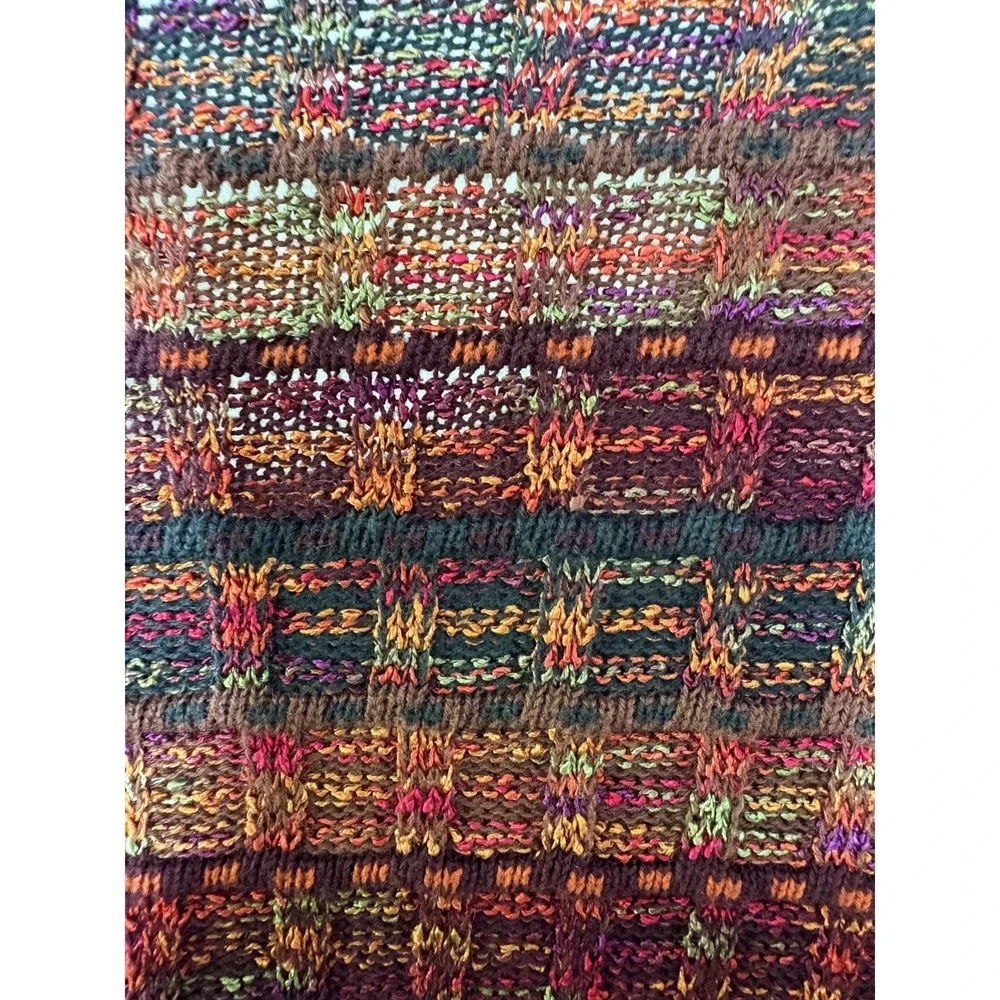Vintage Tony Lambert Women's Sz L Knit Sweater Colorful Geometric 80s 90s Orange - Picture 8 of 9